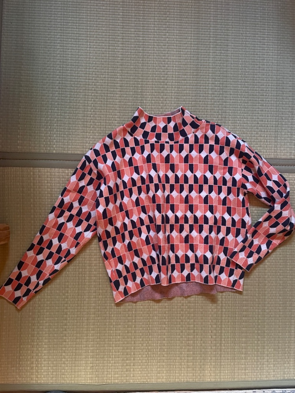 Maeve Carys Geometric Mock Neck Sweater